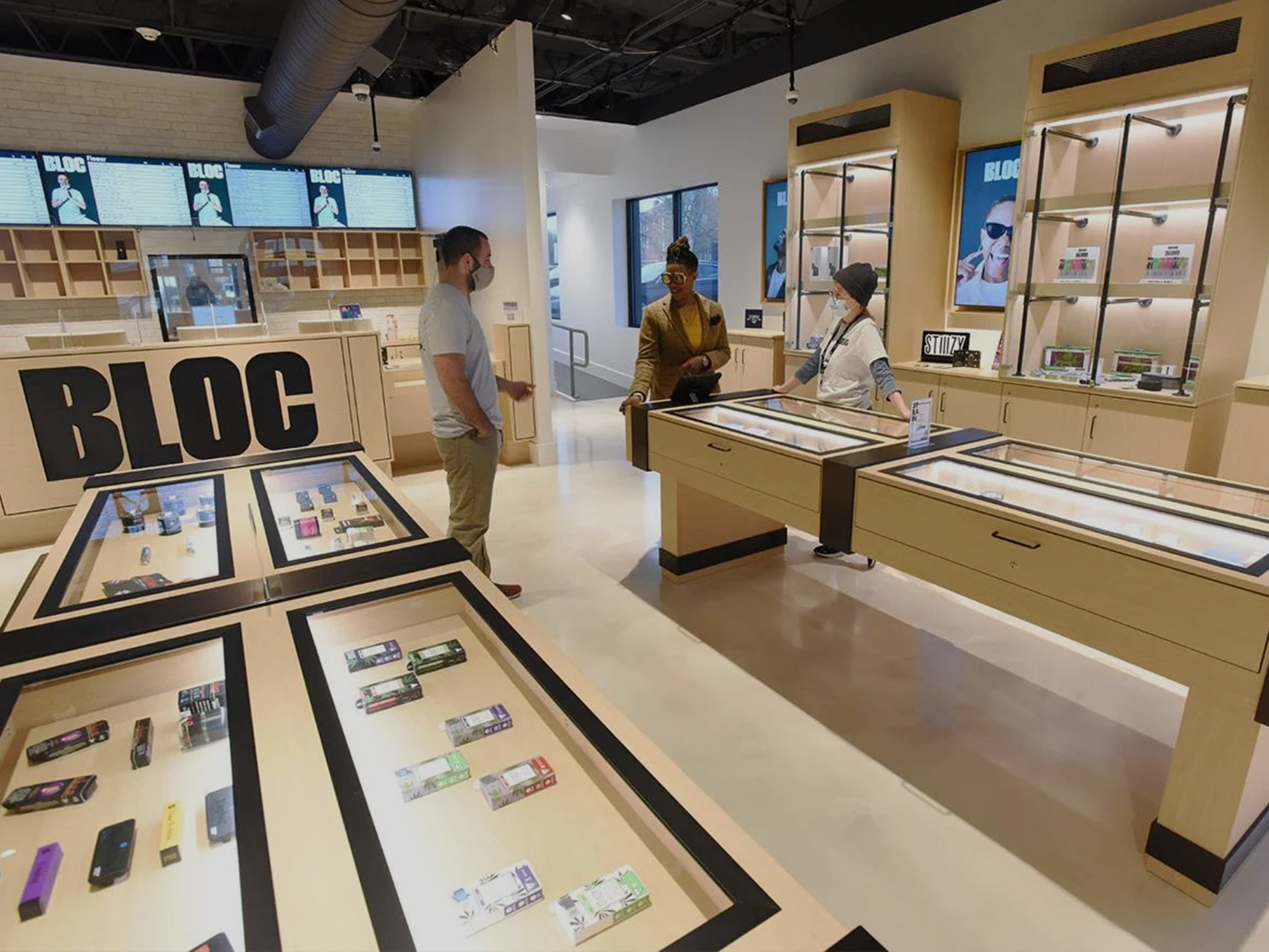 Interior of Sumerset Bloc Store with clean modern interior design and slick display cases