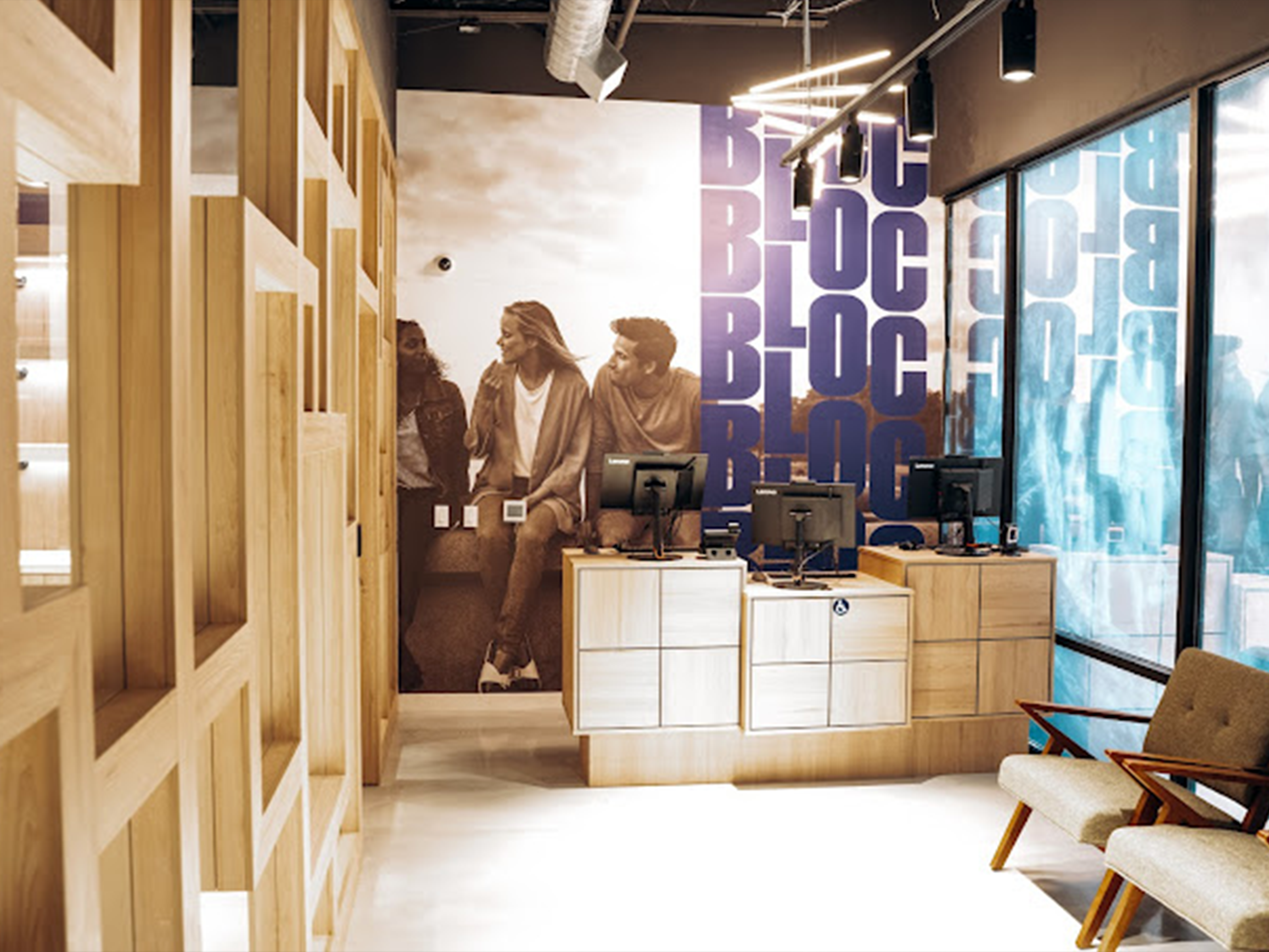 Interior of Sumerset Bloc Store with clean modern interior design and slick display cases