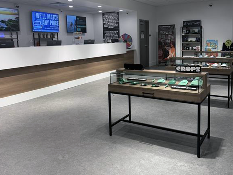 Interior of Sumerset Bloc Store with clean modern interior design and slick display cases