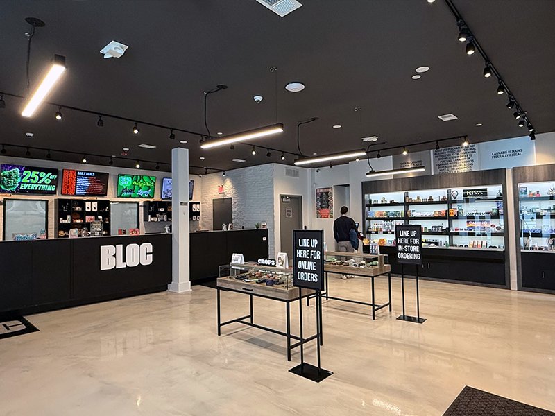 Interior of Sumerset Bloc Store with clean modern interior design and slick display cases