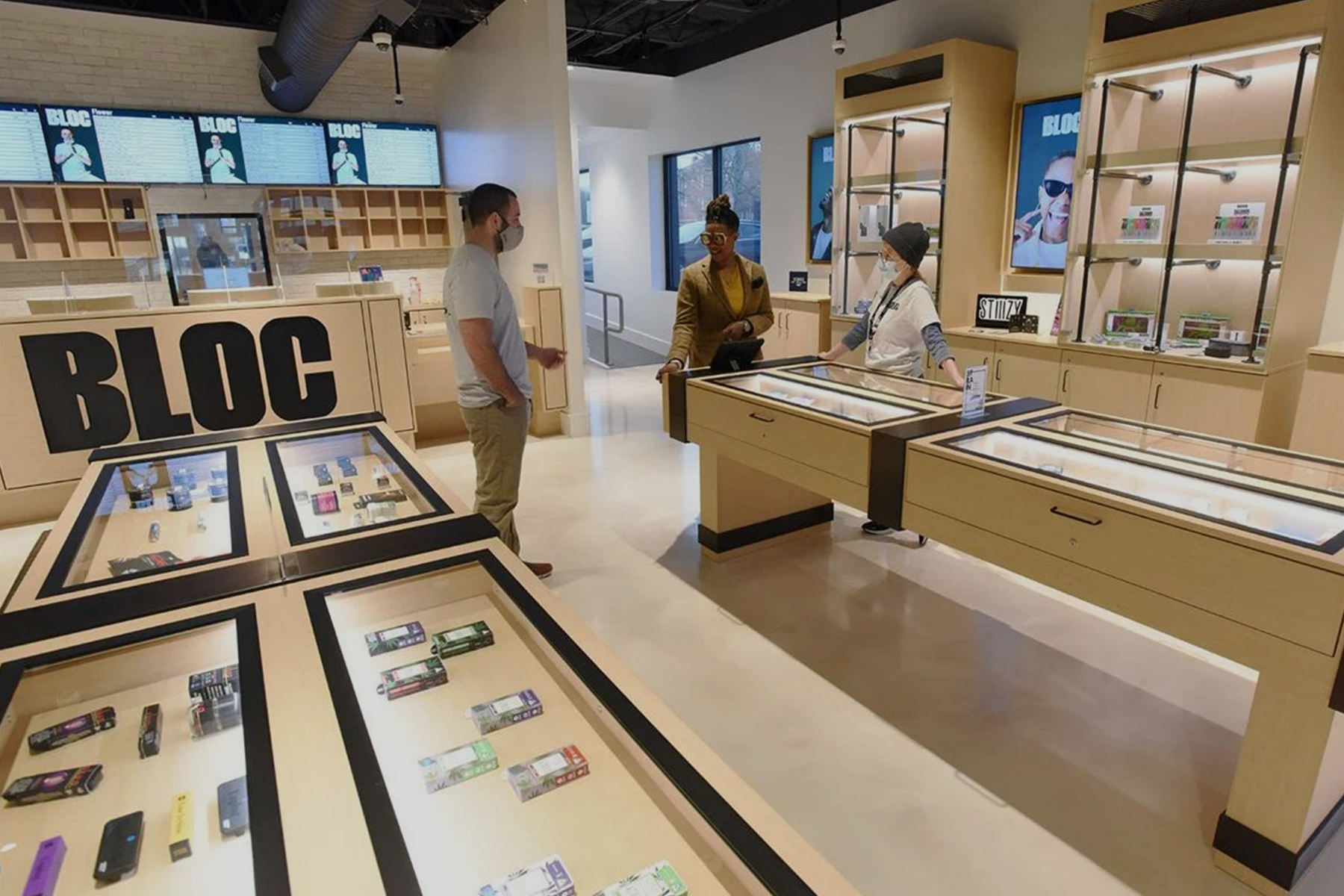 Interior of Sumerset Bloc Store with clean modern interior design and slick display cases