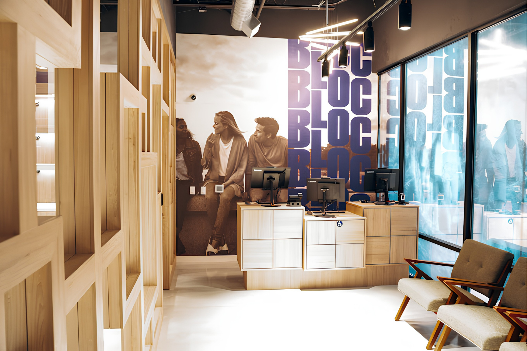 Interior of Sumerset Bloc Store with clean modern interior design and slick display cases