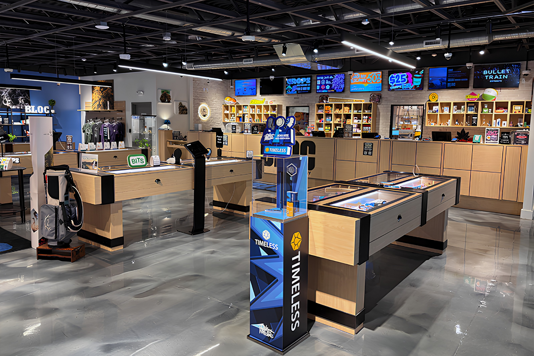 Interior of Sumerset Bloc Store with clean modern interior design and slick display cases