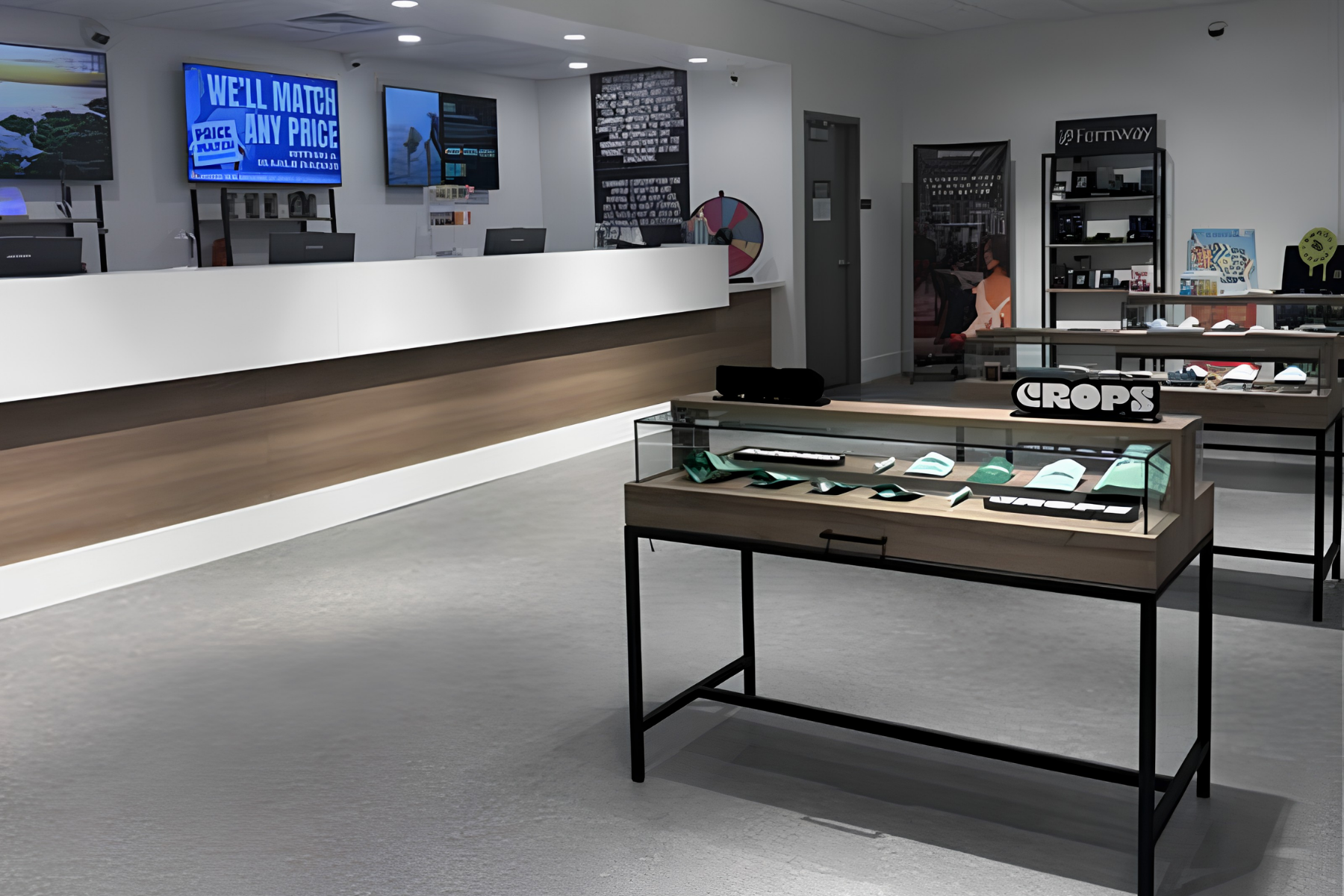 Interior of Sumerset Bloc Store with clean modern interior design and slick display cases