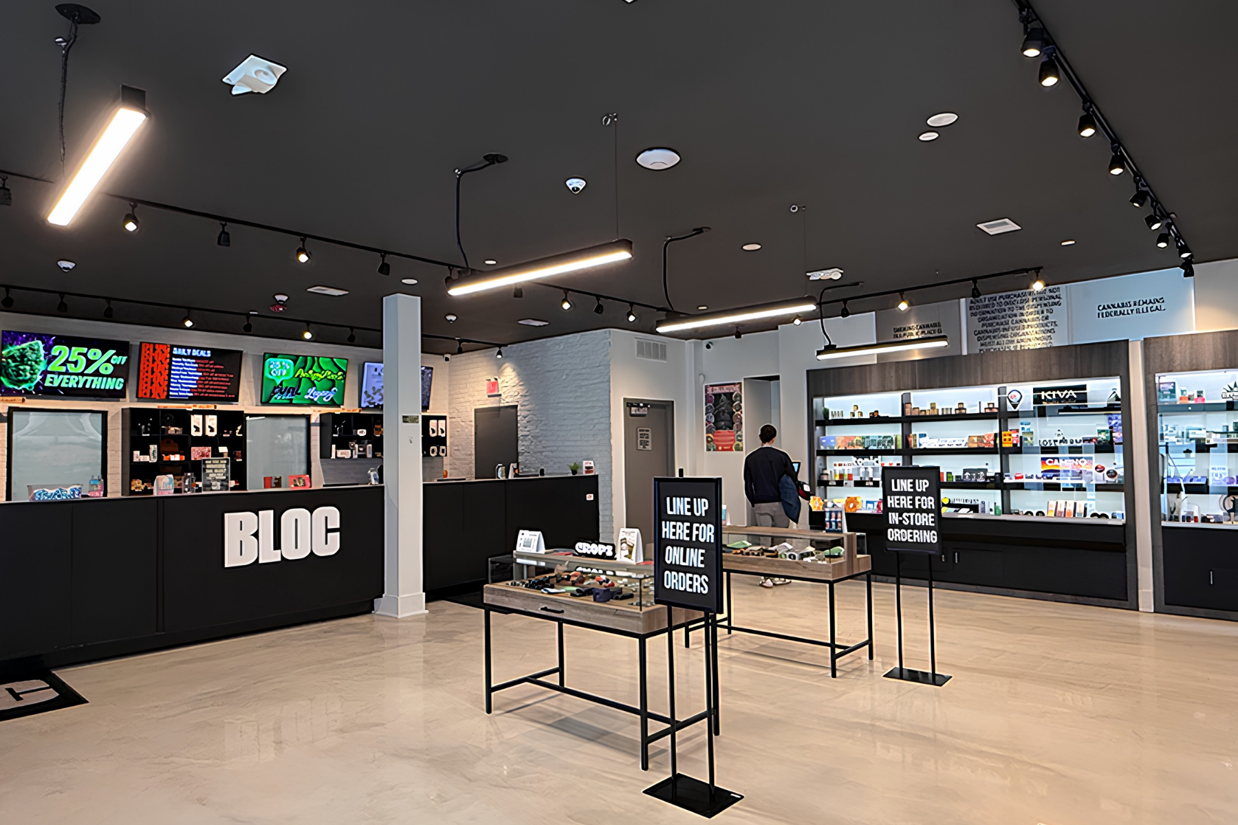 Interior of Sumerset Bloc Store with clean modern interior design and slick display cases